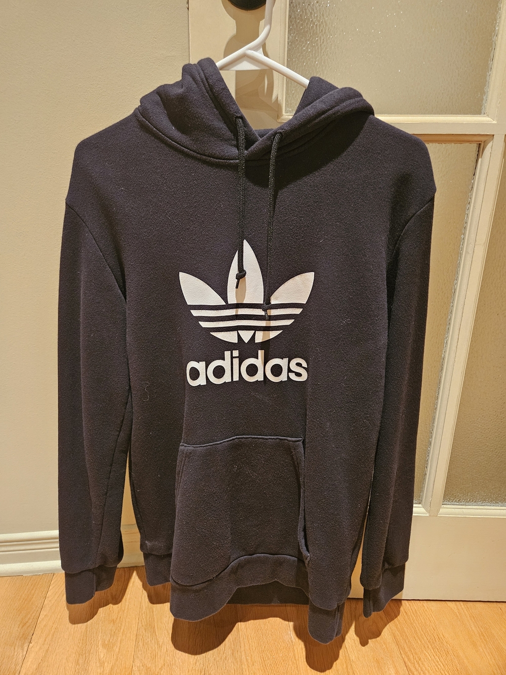 adidas Black Hoodie with White Trefoil Logo